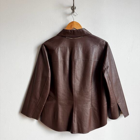 ST. JOHN SPORT Reversible Brown Leather Jacket - Picture 7 of 11